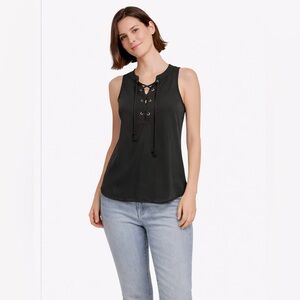 🖤 NWT! Black Lace Up Grommet Top